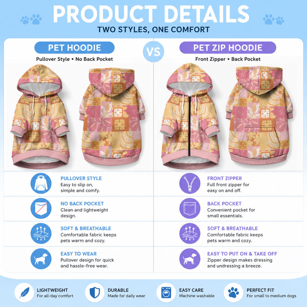 Aloha Hawaii Quilt Floral Patchwork Style Pet Hoodie