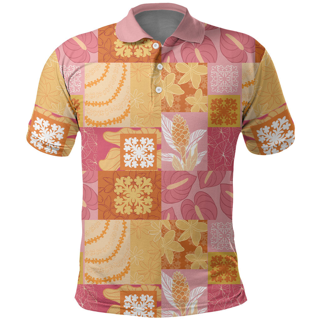Aloha Hawaii Quilt Floral Patchwork Style Polo Shirt LT14 Multicolor - Polynesian Pride