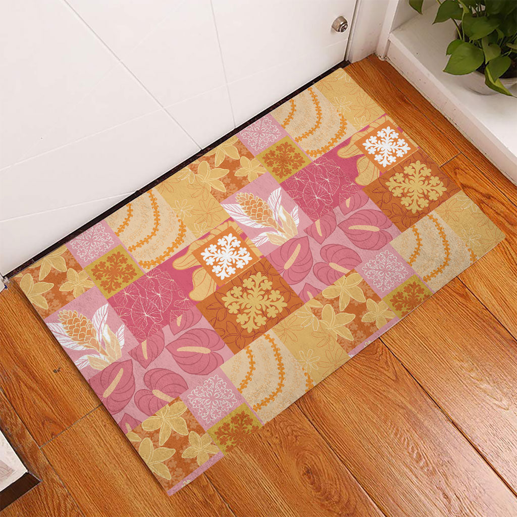 Aloha Hawaii Quilt Floral Patchwork Style Rubber Doormat LT14 - Polynesian Pride