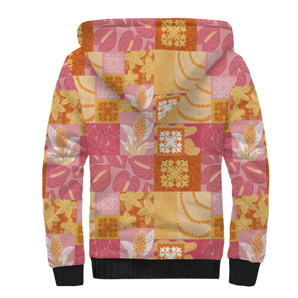 Aloha Hawaii Quilt Floral Patchwork Style Sherpa Hoodie LT14 - Polynesian Pride