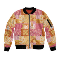 Aloha Hawaii Quilt Floral Patchwork Style Sleeve Zip Bomber Jacket LT14 Unisex Multicolor - Polynesian Pride