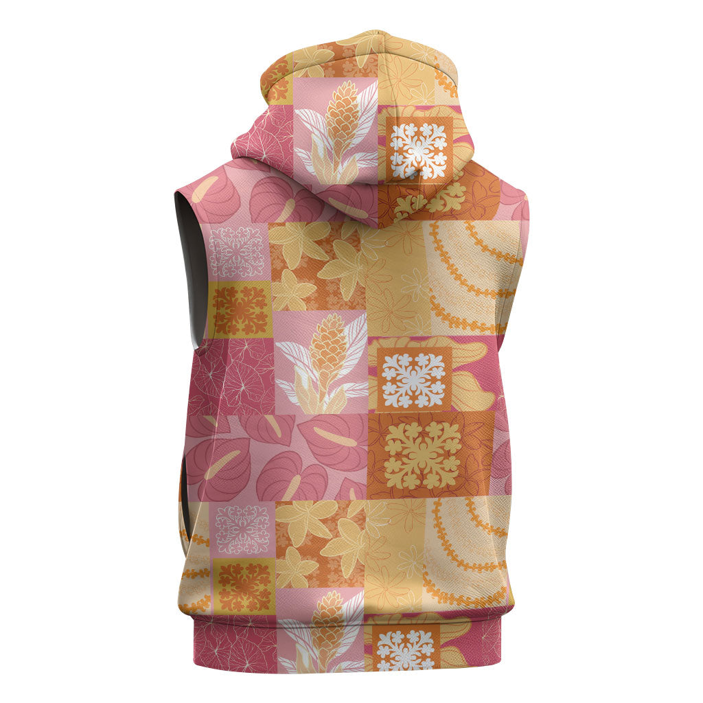 Aloha Hawaii Quilt Floral Patchwork Style Sleeveless Hoodie