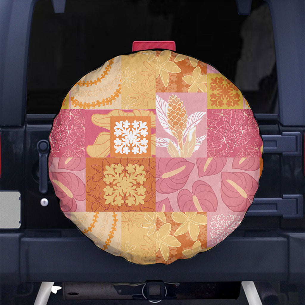 Aloha Hawaii Quilt Floral Patchwork Style Spare Tire Cover LT14 No hole Multicolor - Polynesian Pride