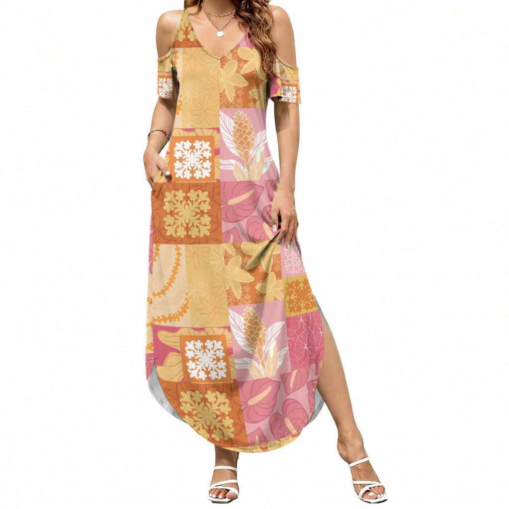 Aloha Hawaii Quilt Floral Patchwork Style Summer Maxi Dress LT14 Women Multicolor - Polynesian Pride