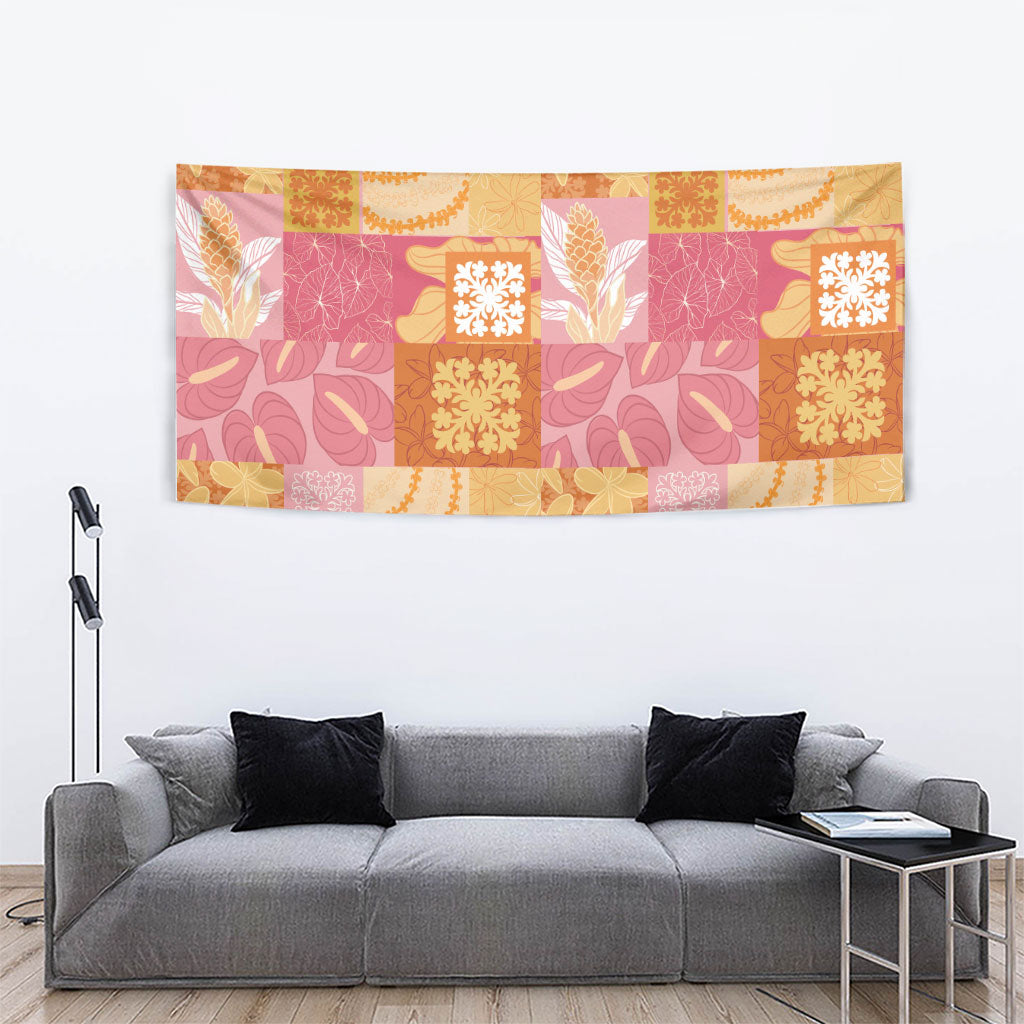 Aloha Hawaii Quilt Floral Patchwork Style Tapestry