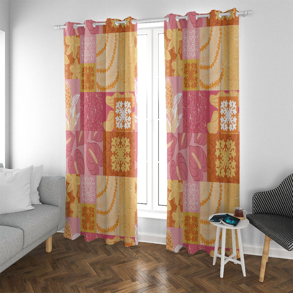 Aloha Hawaii Quilt Floral Patchwork Style Window Curtain