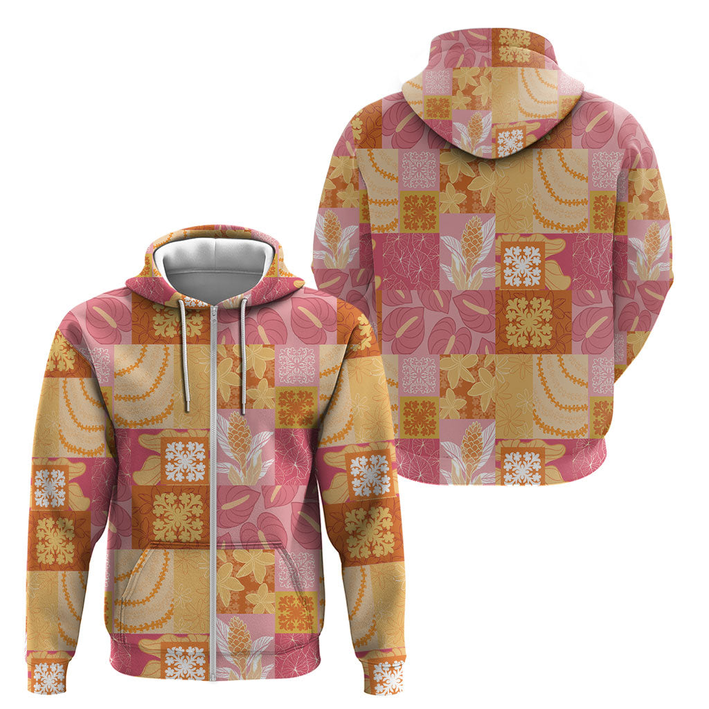 Aloha Hawaii Quilt Floral Patchwork Style Zip Hoodie LT14 - Polynesian Pride