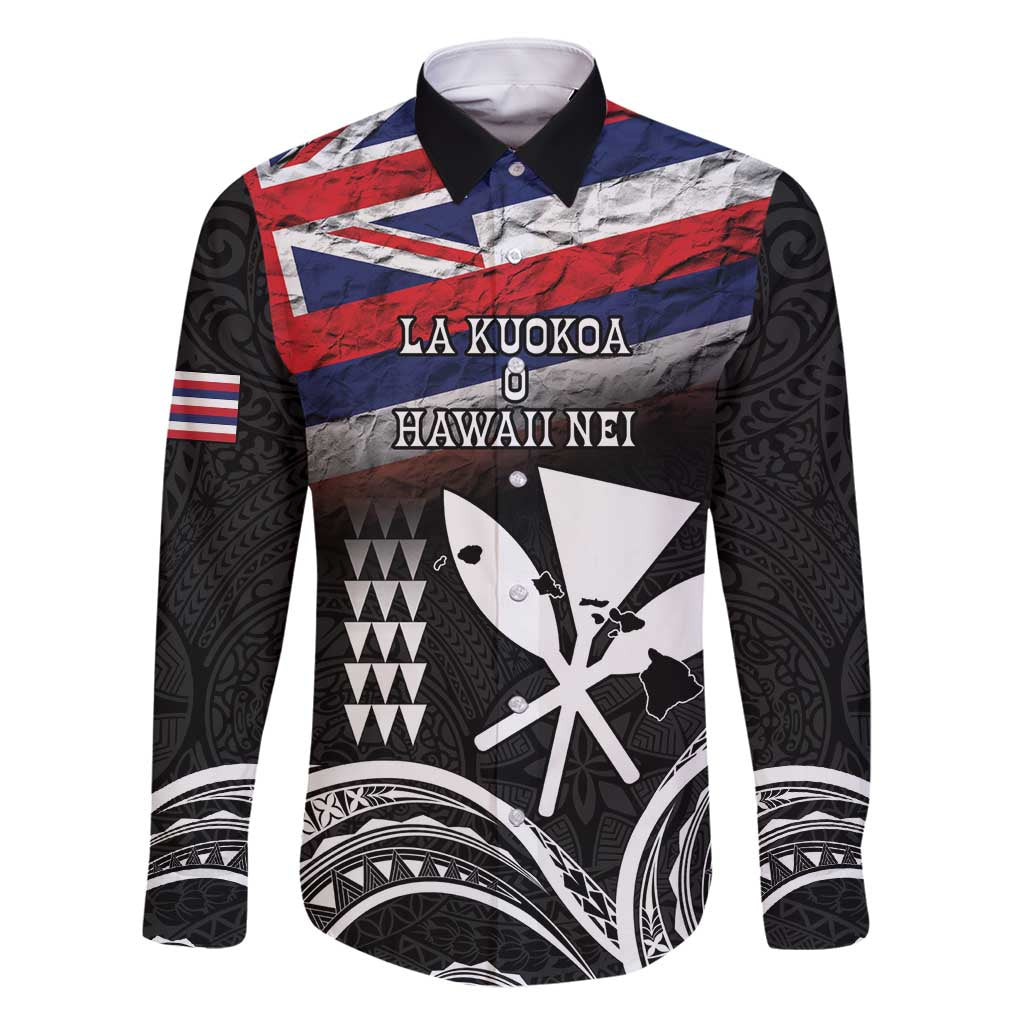 Hawaii Independence Day Family Matching Long Sleeve Bodycon Dress and Hawaiian Shirt La Kuokoa - Happy 28th November LT14 Dad's Shirt - Long Sleeve Black - Polynesian Pride