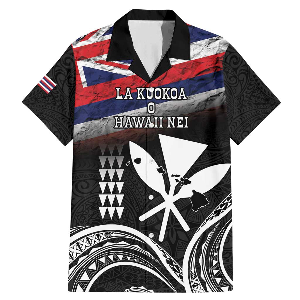 Hawaii Independence Day Family Matching Mermaid Dress and Hawaiian Shirt La Kuokoa - Happy 28th November LT14 Dad's Shirt - Short Sleeve Black - Polynesian Pride