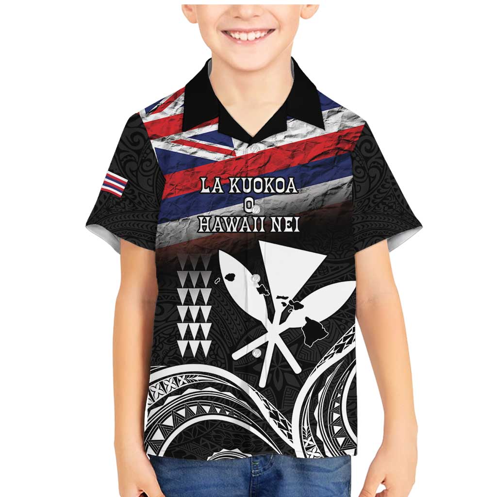 Hawaii Independence Day Family Matching Mermaid Dress and Hawaiian Shirt La Kuokoa - Happy 28th November LT14 Son's Shirt Black - Polynesian Pride