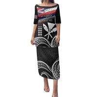 Hawaii Independence Day Family Matching Puletasi and Hawaiian Shirt La Kuokoa - Happy 28th November LT14 Mom's Dress Black - Polynesian Pride
