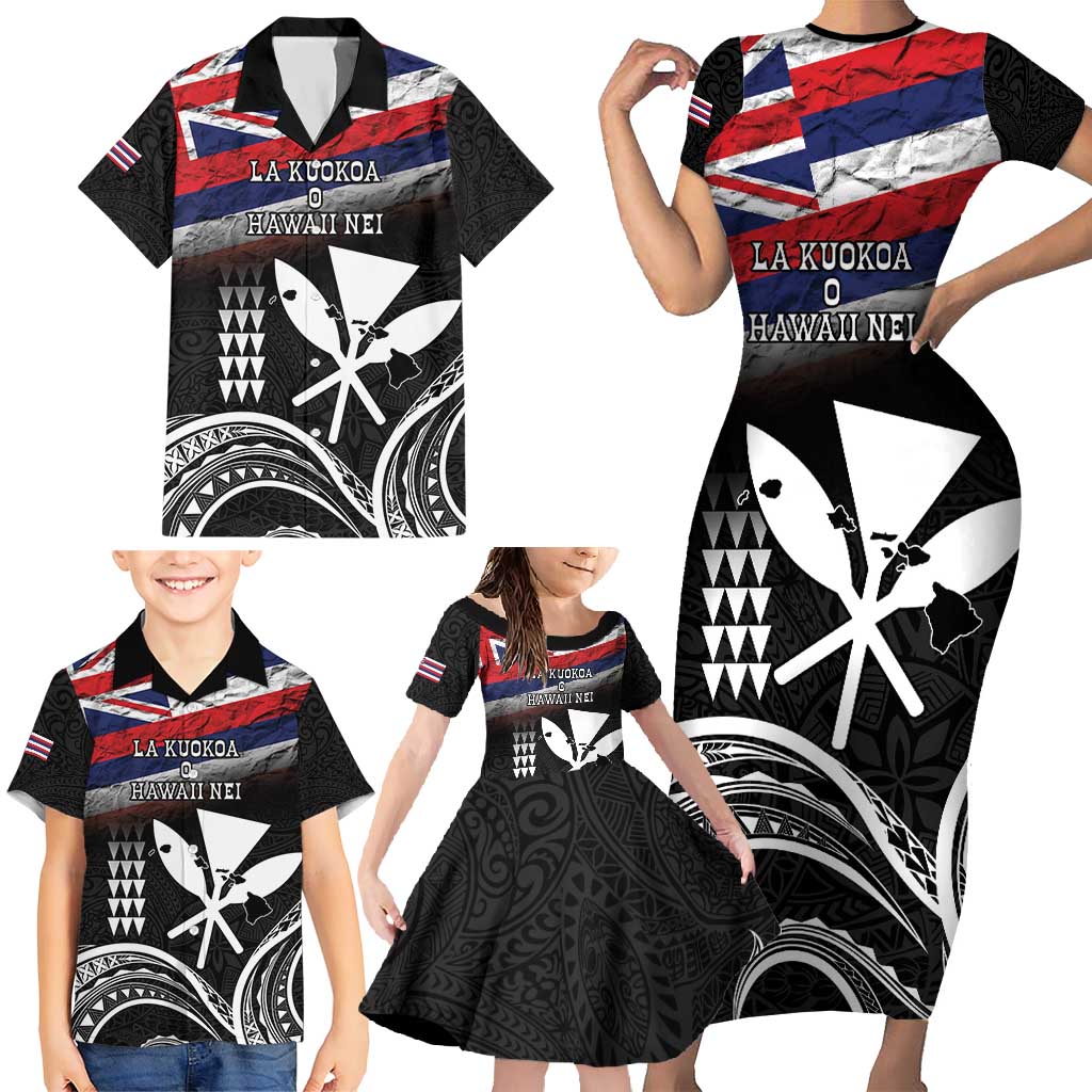 Hawaii Independence Day Family Matching Short Sleeve Bodycon Dress and Hawaiian Shirt La Kuokoa - Happy 28th November LT14 - Polynesian Pride