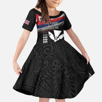 Hawaii Independence Day Kid Short Sleeve Dress La Kuokoa - Happy 28th November LT14 KID Black - Polynesian Pride