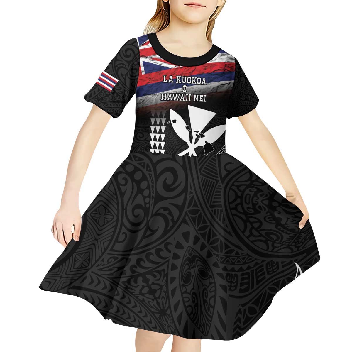 Hawaii Independence Day Kid Short Sleeve Dress La Kuokoa - Happy 28th November LT14 - Polynesian Pride