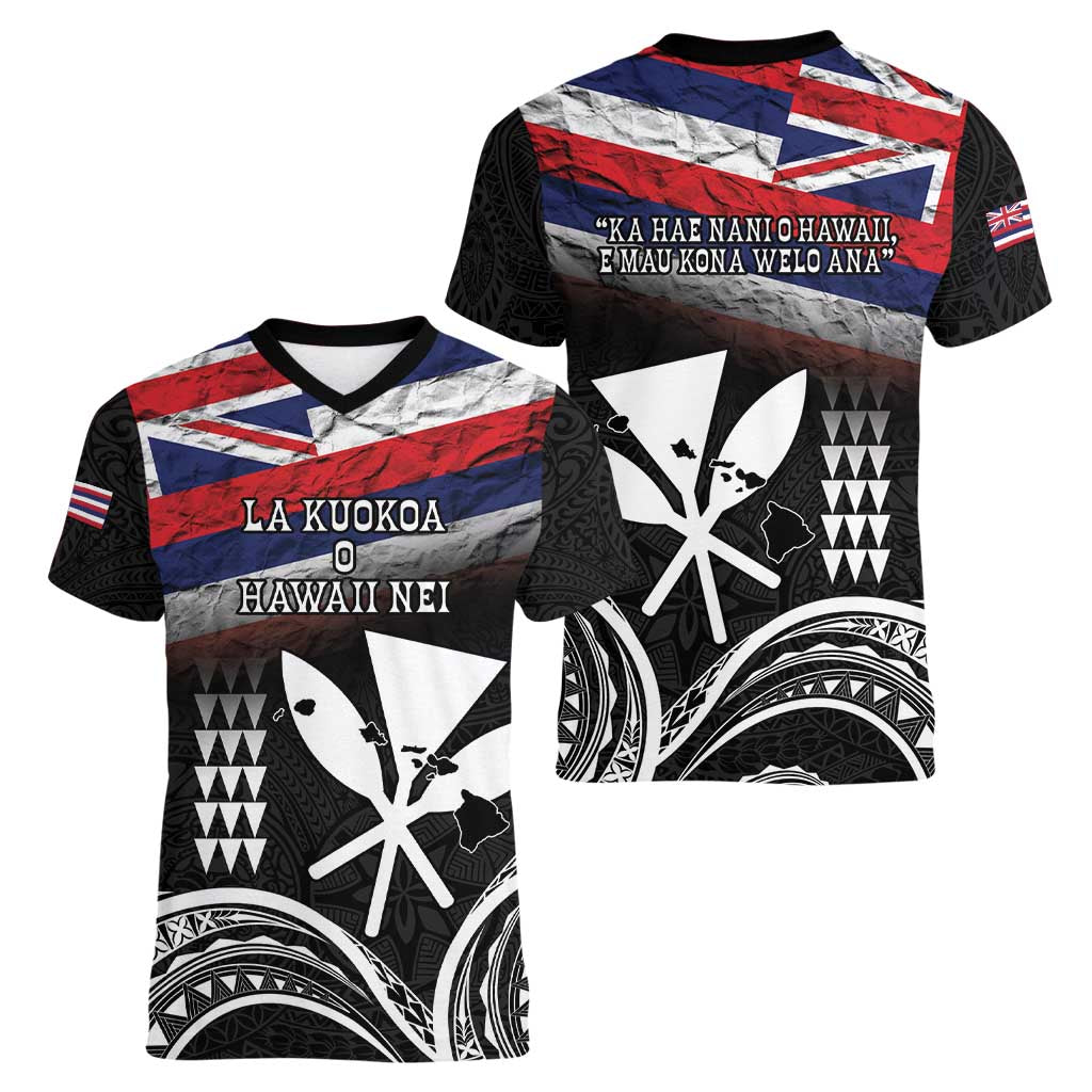 Hawaii Independence Day Women V-Neck T-Shirt La Kuokoa - Happy 28th November