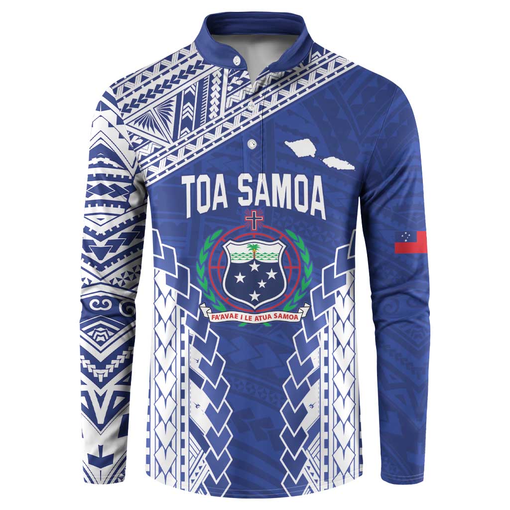 Toa Samoa Rugby Custom Button Sweatshirt Go Champions Pacific Samoan Pattern - Polynesian Pride