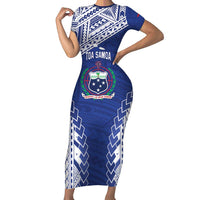 Toa Samoa Rugby Custom Family Matching Short Sleeve Bodycon Dress and Hawaiian Shirt Go Champions Pacific Samoan Pattern - Polynesian Pride