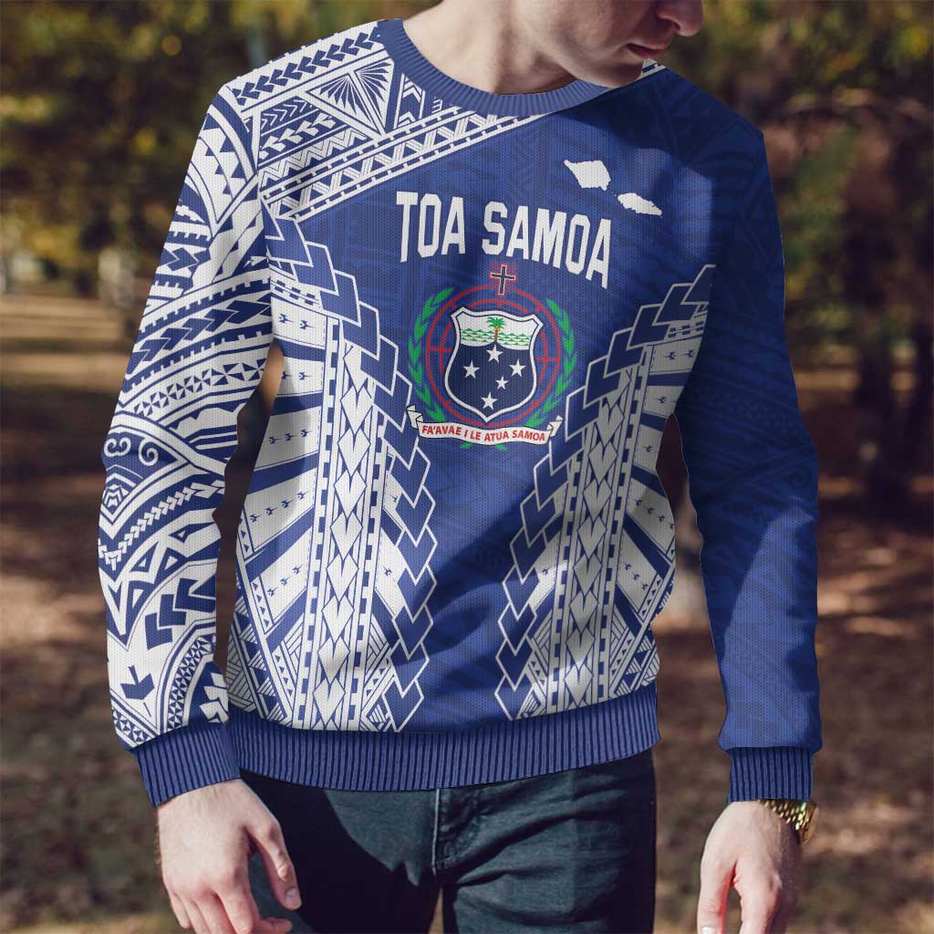 Toa Samoa Rugby Custom Ugly Christmas Sweater Go Champions Pacific Samoan Pattern - Polynesian Pride