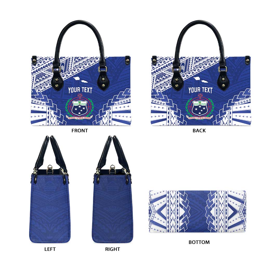 Toa Samoa Rugby Custom Leather Bag Go Champions Pacific Samoan Pattern - Polynesian Pride