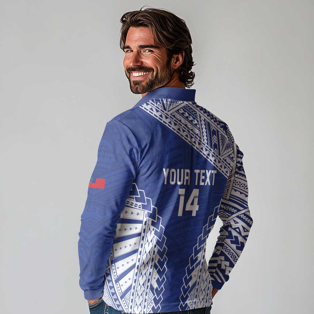 Toa Samoa Rugby Custom Long Sleeve Polo Shirt Go Champions Pacific Samoan Pattern - Polynesian Pride
