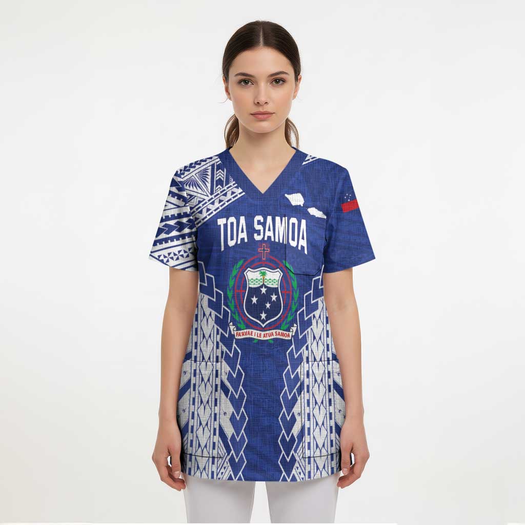 Toa Samoa Rugby Custom Scrub Top Go Champions Pacific Samoan Pattern - Polynesian Pride