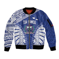 Toa Samoa Rugby Custom Sleeve Zip Bomber Jacket Go Champions Pacific Samoan Pattern - Polynesian Pride