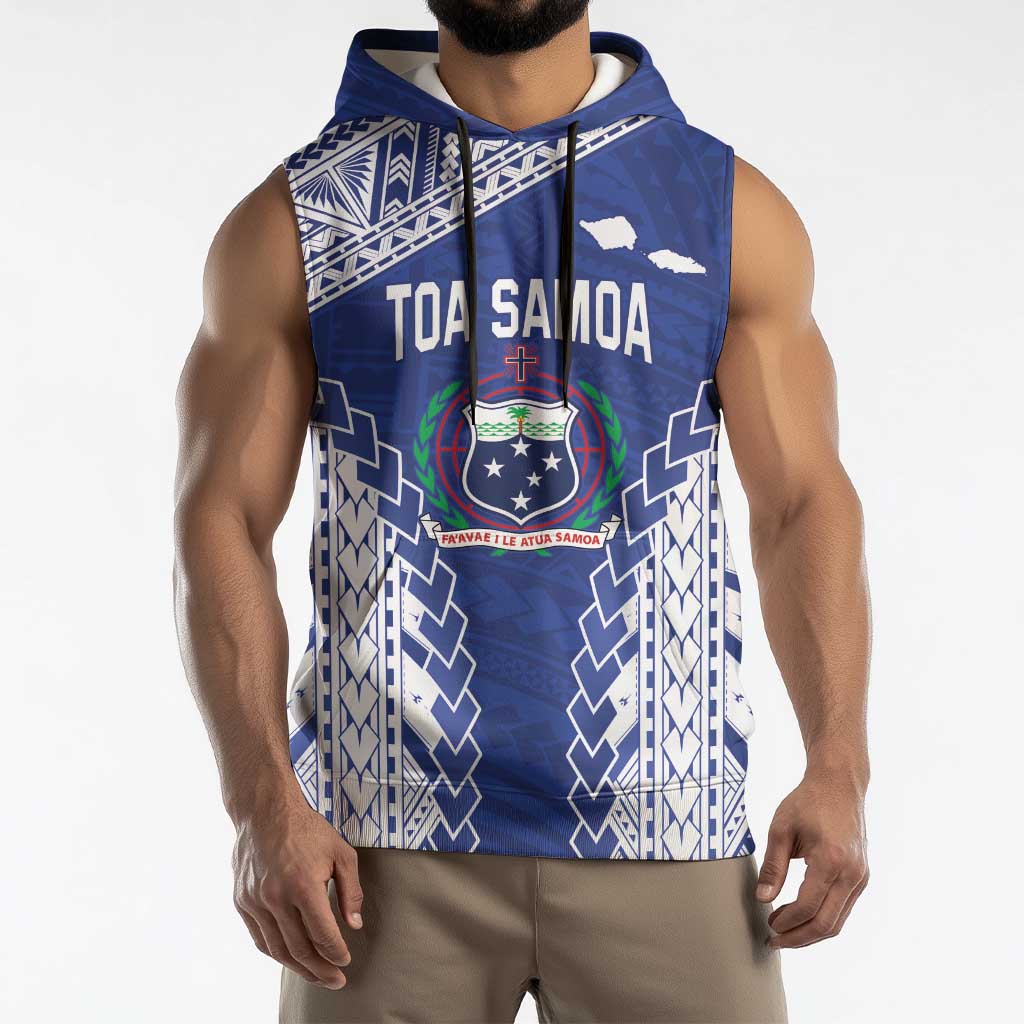 Toa Samoa Rugby Custom Sleeveless Hoodie Go Champions Pacific Samoan Pattern - Polynesian Pride