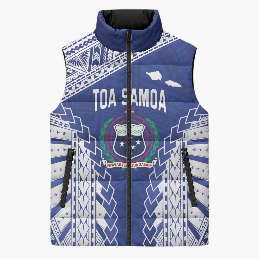 Toa Samoa Rugby Custom Sleeveless Puffer Jacket Go Champions Pacific Samoan Pattern - Polynesian Pride
