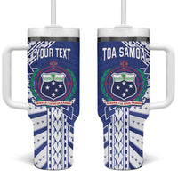 Toa Samoa Rugby Custom Tumbler With Handle Go Champions Pacific Samoan Pattern - Polynesian Pride