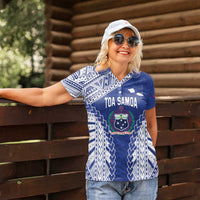 Toa Samoa Rugby Custom Women Polo Shirt Go Champions Pacific Samoan Pattern - Polynesian Pride
