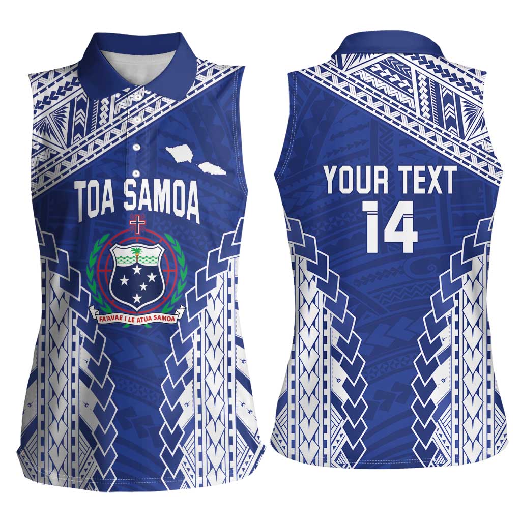 Toa Samoa Rugby Custom Women Sleeveless Polo Shirt Go Champions Pacific Samoan Pattern - Polynesian Pride