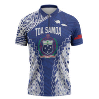 Toa Samoa Rugby Custom Zipper Polo Shirt Go Champions Pacific Samoan Pattern - Polynesian Pride