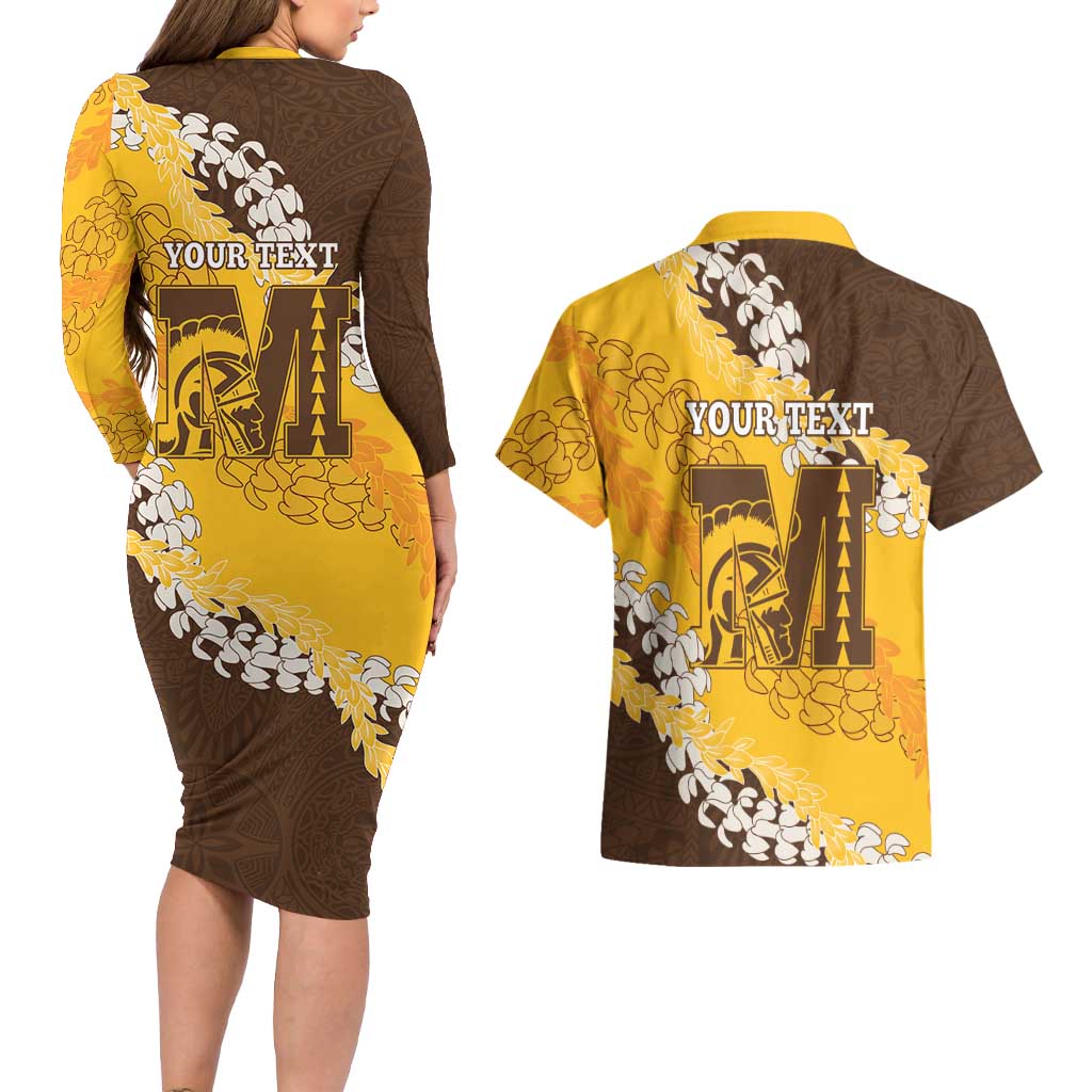 Personalized Mililani Hawaii High School Couples Matching Long Sleeve Bodycon Dress and Hawaiian Shirt Puakenikeni Lei Hawaiian Pattern - Polynesian Pride