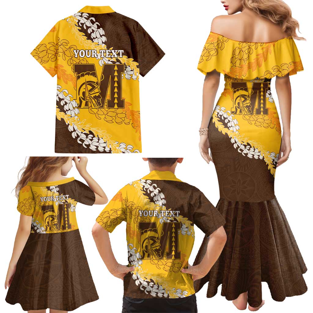 Personalized Mililani Hawaii High School Family Matching Mermaid Dress and Hawaiian Shirt Puakenikeni Lei Hawaiian Pattern LT14 - Polynesian Pride