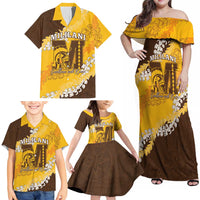 Personalized Mililani Hawaii High School Family Matching Off Shoulder Maxi Dress and Hawaiian Shirt Puakenikeni Lei Hawaiian Pattern LT14 - Polynesian Pride