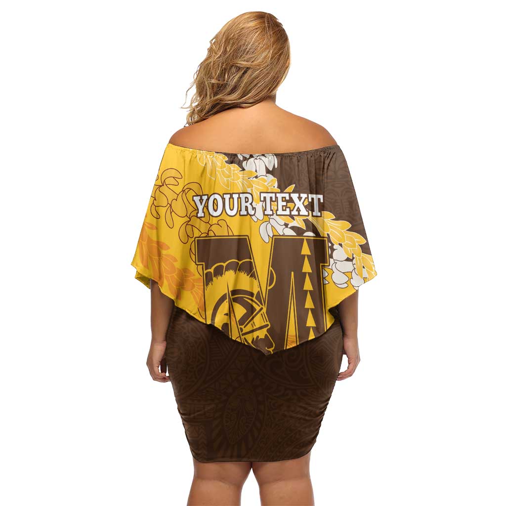 Personalized Mililani Hawaii High School Family Matching Off Shoulder Short Dress and Hawaiian Shirt Puakenikeni Lei Hawaiian Pattern LT14 - Polynesian Pride