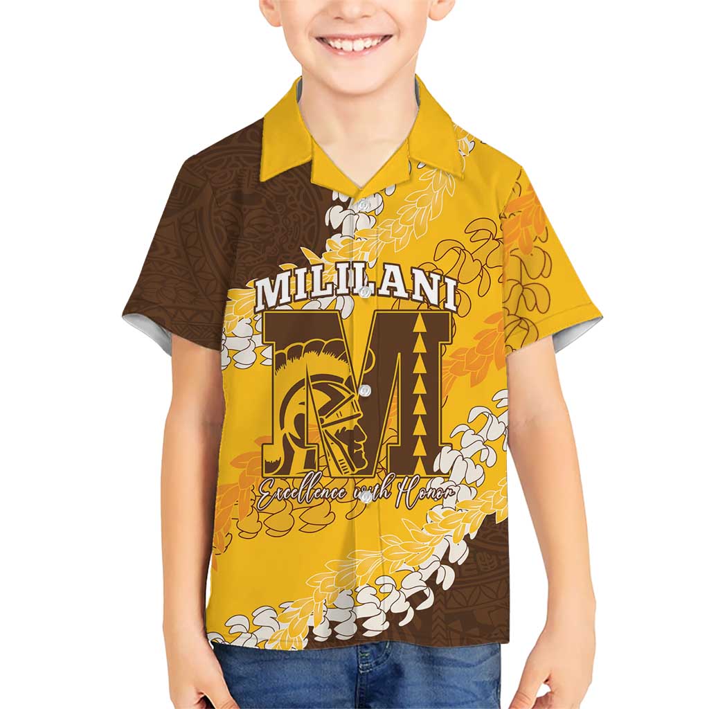 Personalized Mililani Hawaii High School Hawaiian Shirt Puakenikeni Lei Hawaiian Pattern - Polynesian Pride