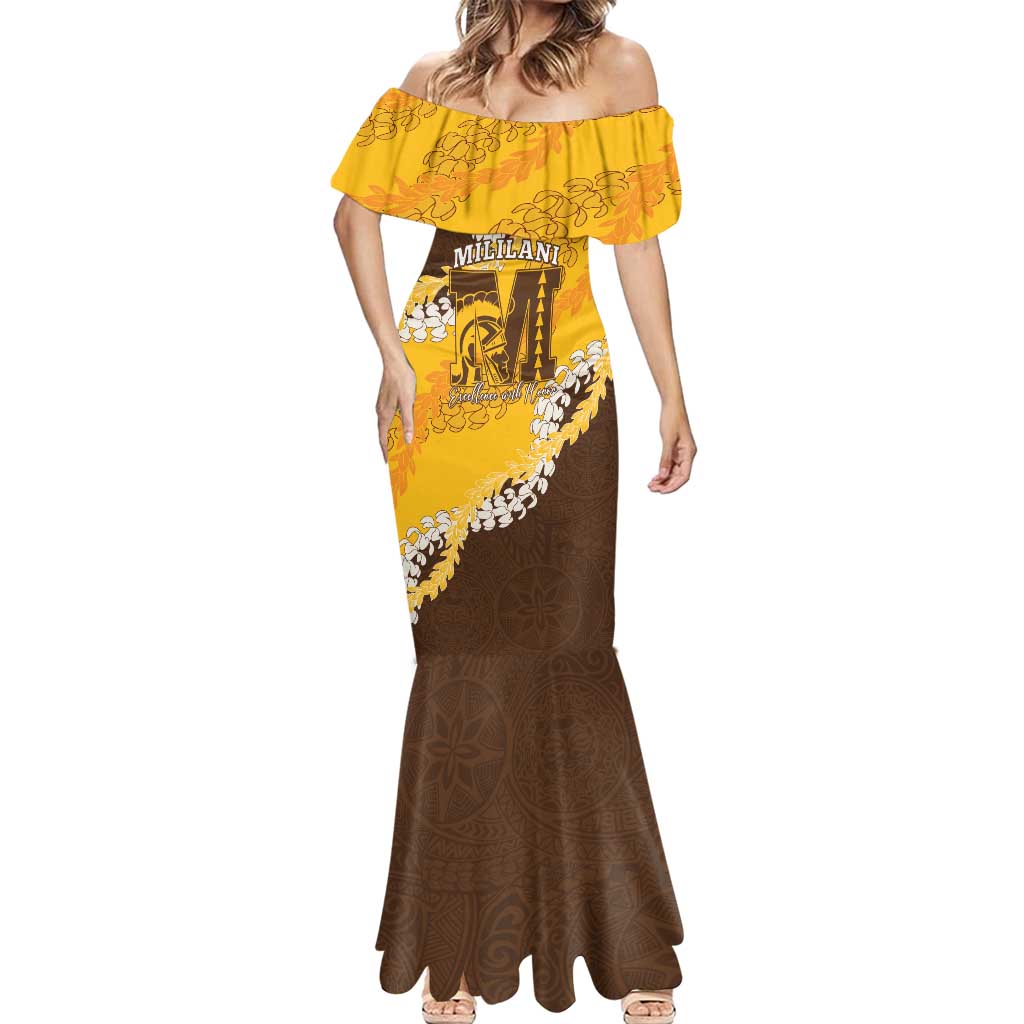 Personalized Mililani Hawaii High School Mermaid Dress Puakenikeni Lei Hawaiian Pattern LT14 - Polynesian Pride