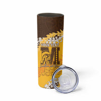 Personalized Mililani Hawaii High School Skinny Tumbler Puakenikeni Lei Hawaiian Pattern - Polynesian Pride