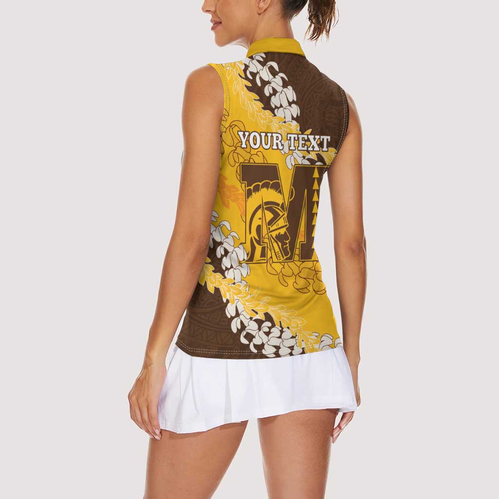 Personalized Mililani Hawaii High School Women Sleeveless Polo Shirt Puakenikeni Lei Hawaiian Pattern LT14 - Polynesian Pride