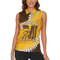Personalized Mililani Hawaii High School Women Sleeveless Polo Shirt Puakenikeni Lei Hawaiian Pattern LT14 - Polynesian Pride