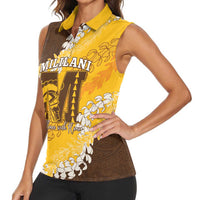 Personalized Mililani Hawaii High School Women Sleeveless Polo Shirt Puakenikeni Lei Hawaiian Pattern LT14 - Polynesian Pride