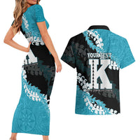 Personalized Kapolei Hawaii High School Couples Matching Short Sleeve Bodycon Dress and Hawaiian Shirt Puakenikeni Lei Hawaiian Pattern - Polynesian Pride