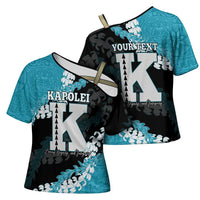 Personalized Kapolei Hawaii High School Cross Shoulder Shirt Puakenikeni Lei Hawaiian Pattern - Polynesian Pride