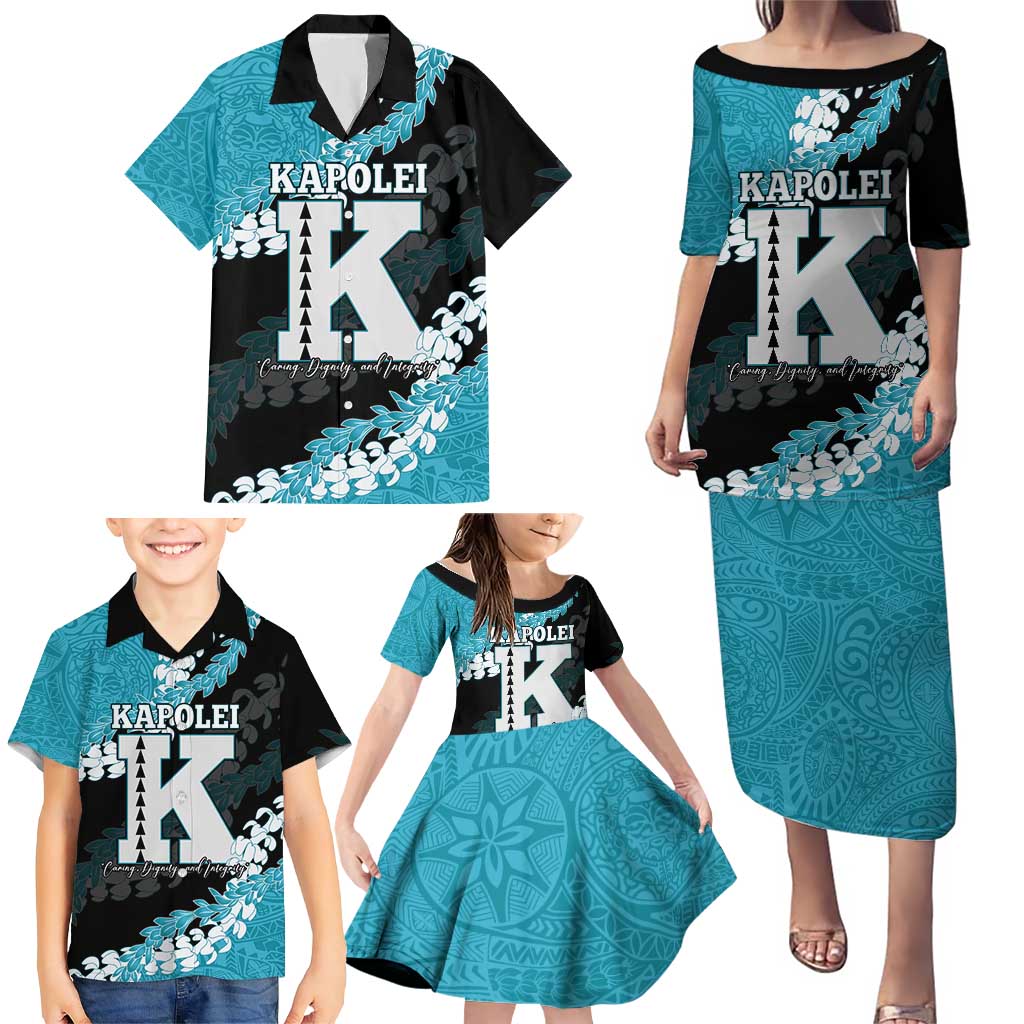 Personalized Kapolei Hawaii High School Family Matching Puletasi and Hawaiian Shirt Puakenikeni Lei Hawaiian Pattern - Polynesian Pride