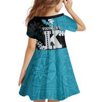 Personalized Kapolei Hawaii High School Kid Short Sleeve Dress Puakenikeni Lei Hawaiian Pattern - Polynesian Pride