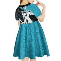 Personalized Kapolei Hawaii High School Kid Short Sleeve Dress Puakenikeni Lei Hawaiian Pattern - Polynesian Pride