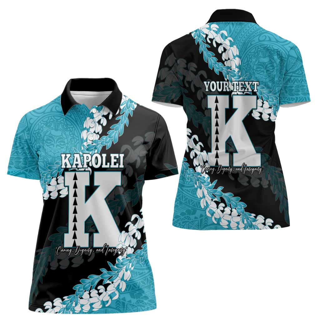 Personalized Kapolei Hawaii High School Women Polo Shirt Puakenikeni Lei Hawaiian Pattern - Polynesian Pride