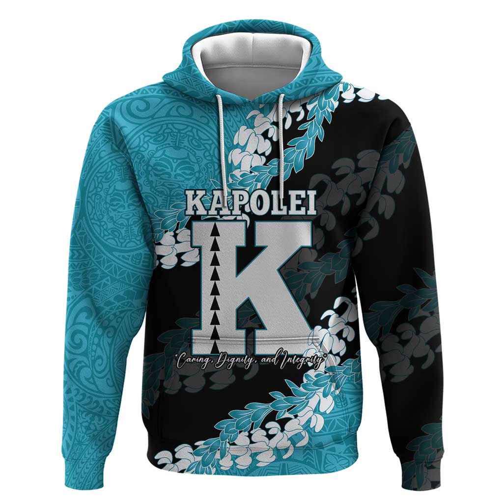 Personalized Kapolei Hawaii High School Zip Hoodie Puakenikeni Lei Hawaiian Pattern - Polynesian Pride