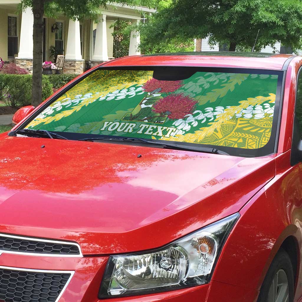Personalized Leilehua Hawaii High School Auto Sun Shade Puakenikeni Lei Hawaiian Pattern - Polynesian Pride
